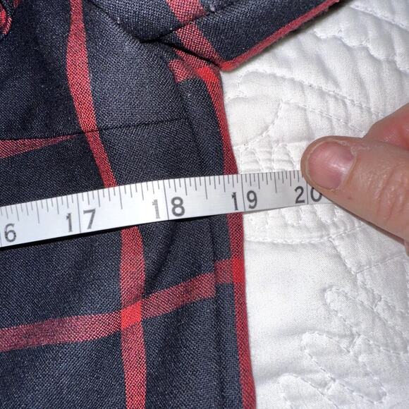 ZARA TRAFALUC Mini Dress Plaid Ruffle Shift Navy Blue Red Womens LG Long Sleeve - Picture 8 of 9